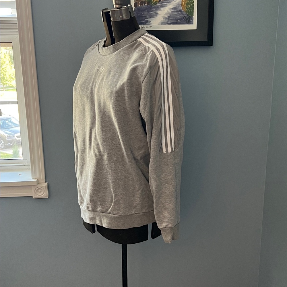 Adidas Gray and White Logo Sweatshirt